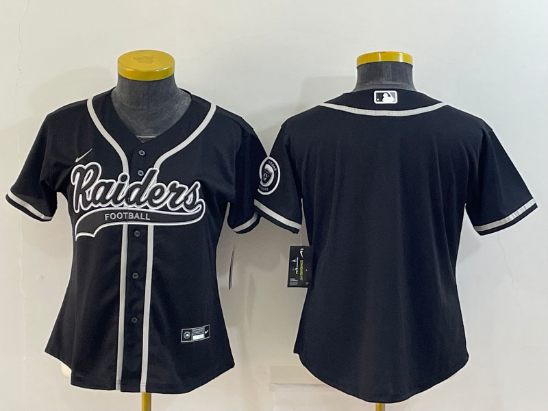 Women's Las Vegas Raiders Blank Black With Patch Cool Base Stitched Baseball Jersey