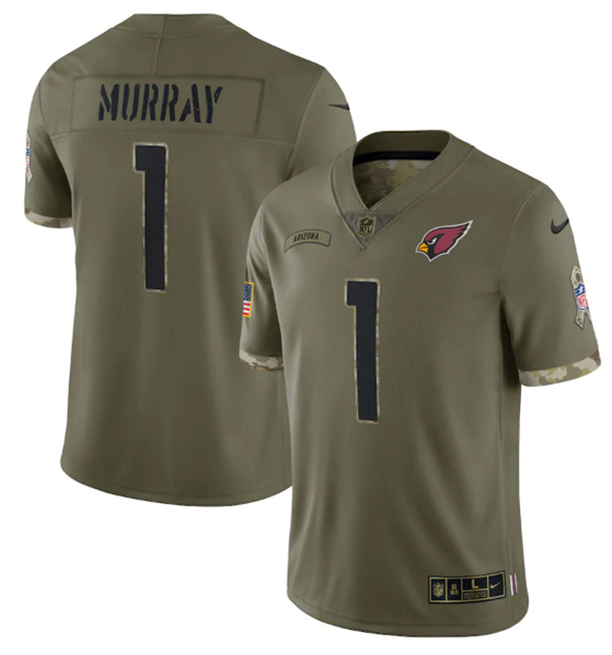 Men's Arizona Cardinals #1 Kyler Murray 2022 Olive Salute To Service Limited Stitched Jersey