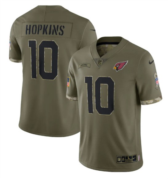 Men's Arizona Cardinals #10 DeAndre Hopkins 2022 Olive Salute To Service Limited Stitched Jersey