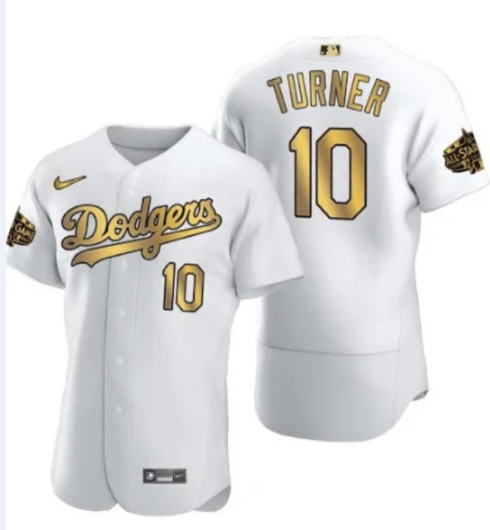 Men's Los Angeles Dodgers #10 Justin Turner White 2022 All Star Stitched Flex Base Nike Jersey