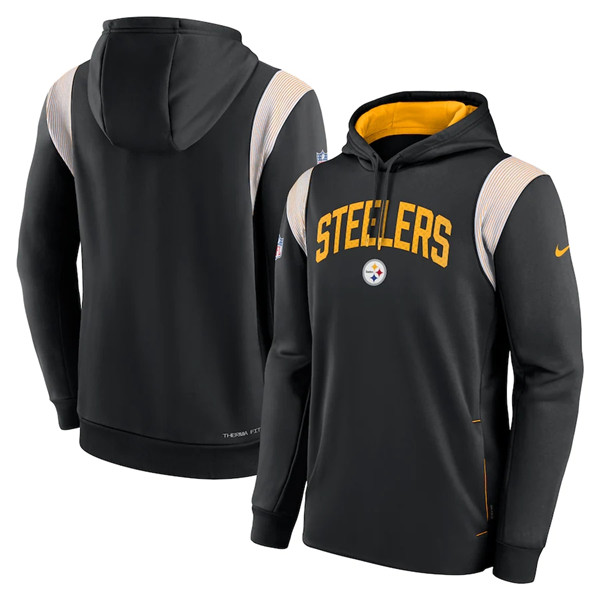 Mens Pittsburgh Steelers Black Sideline Stack Performance Pullover Hoodie