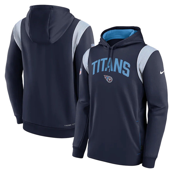 Men's Tennessee Titans Navy Sideline Stack Performance Pullover Hoodie