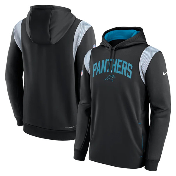 Men's Carolina Panthers Black Sideline Stack Performance Pullover Hoodie