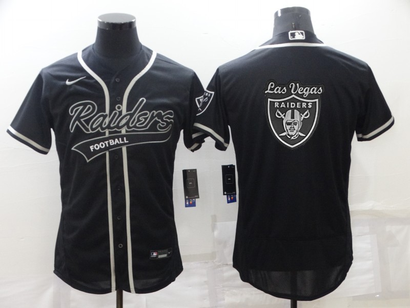 Men's Las Vegas Raiders Black Team Big Logo With Patch Cool Base Stitched Baseball Jersey