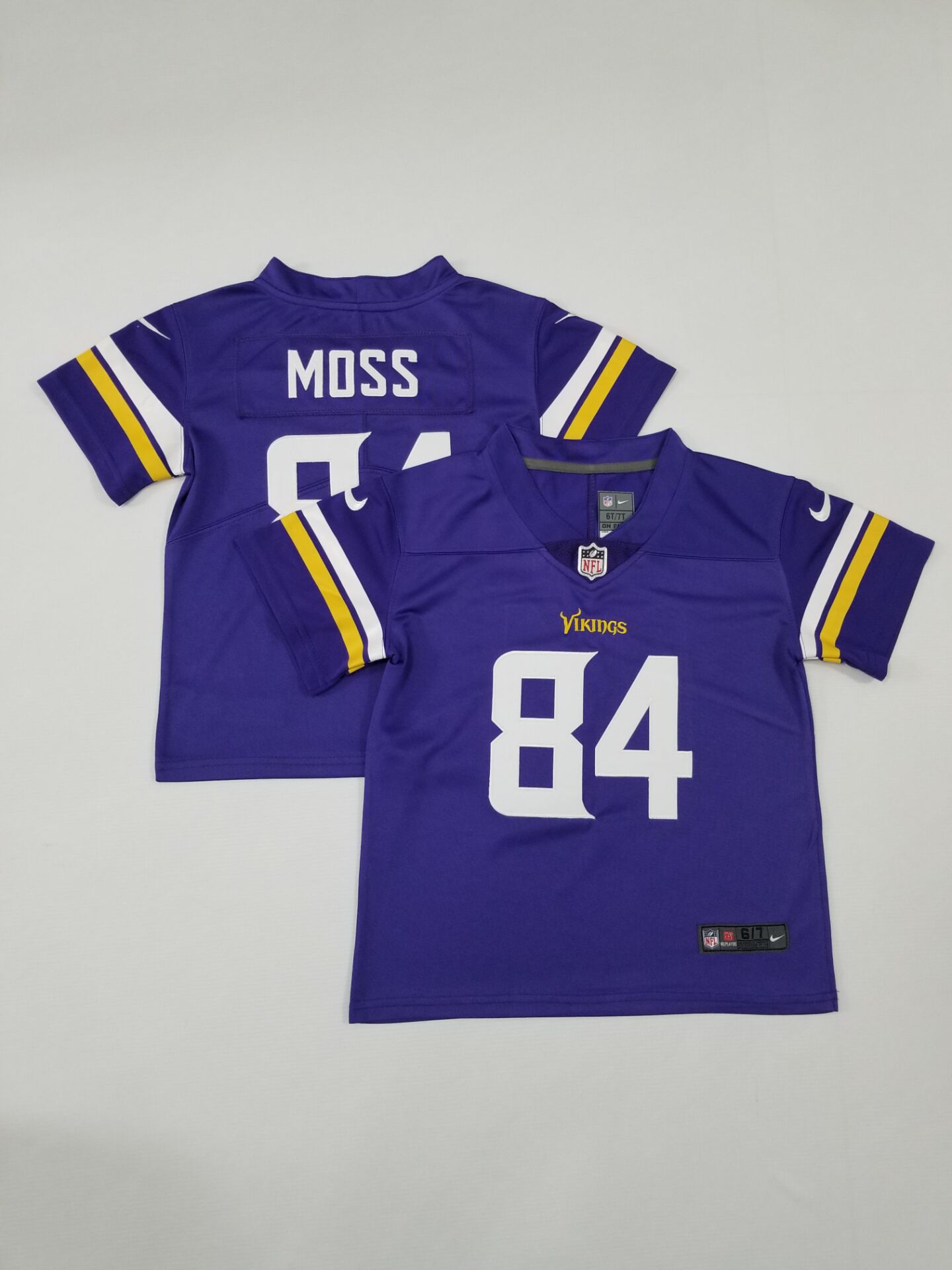 Toddlers Minnesota Vikings #84 Randy Moss Yellow With Patch Cool Base Stitched Baseball Jersey