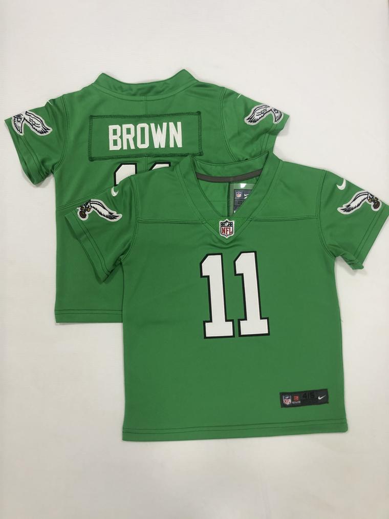 Toddlers Philadelphia Eagles #11 AJ Brown Green 2023 Vapor Limited Throwback Jersey