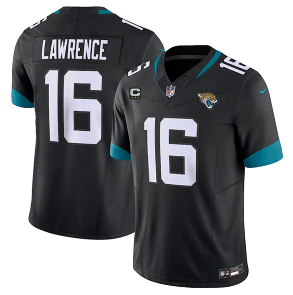 Men's Jacksonville Jaguars #16 Trevor Lawrence Black 2023 F.U.S.E With 3-Star C Patch Vapor Untouchable Limited Stitched Jersey