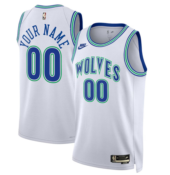 Men's Minnesota Timberwolves Active Player Custom White 2023-24 Classic Edition Stitched Jersey