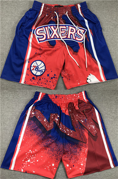 Men's Philadelphia 76ers Red Blue Shorts (Run Small)