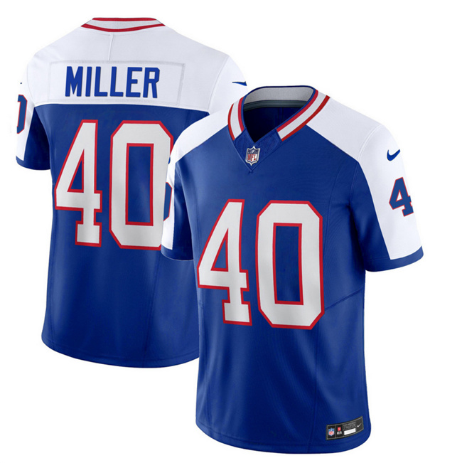 Men's Buffalo Bills #40 Von Miller Blue White 2023 F.U.S.E. Throwback Vapor Untouchable Limited Football Stitched Jersey