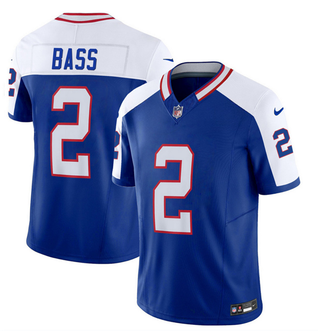 Men's Buffalo Bills #2 Tyler Bass Blue White 2023 F.U.S.E. Throwback Vapor Untouchable Limited Football Stitched Jersey