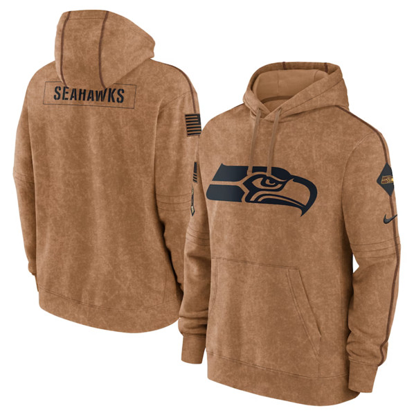 Men's Seattle Seahawks 2023 Brown Salute to Service Pullover Hoodie