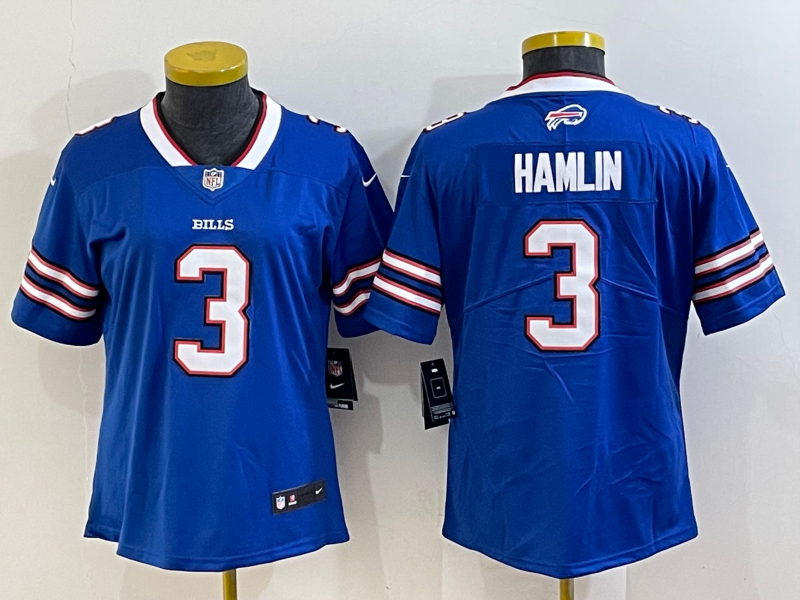 Women's Buffalo Bills #3 Damar Hamlin Blue 2022 Vapor Untouchable Stitched NFL Nike Limited Jersey