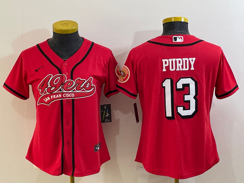 Women's San Francisco 49ers #13 Brock Purdy Red Color Rush With Patch Cool Base Stitched Baseball Jersey