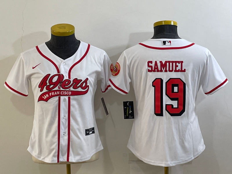 Women's San Francisco 49ers #19 Deebo Samuel White Color Rush With Patch Cool Base Stitched Baseball Jersey