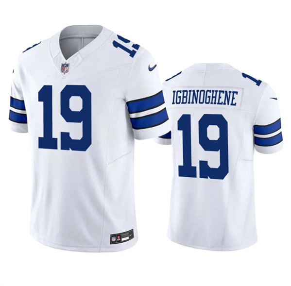 Men's Dallas Cowboys #19 Noah Igbinoghene White 2023 F.U.S.E. Vapor Limited Football Stitched Jersey