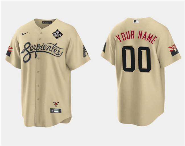 Men's Arizona Diamondbacks Active Player Custom Gold 2023 World Series City Connect Cool Base Stitched Baseball Jersey