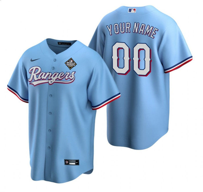 Men's Texas Rangers Active Player Custom Blue 2023 World Series Stitched Baseball Jersey