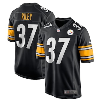 Men's Pittsburgh Steelers #37 Elijah Riley Nike Black Game Player Jersey