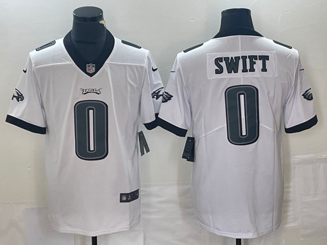 Men's Philadelphia Eagles #0 D'Andre Swift White Vapor Limited Football Stitched Jersey (1)