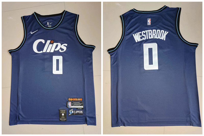 Men's Clippers #0 Russell Westbrook Navy Nike 2023-24 City Edition Swingman Jersey