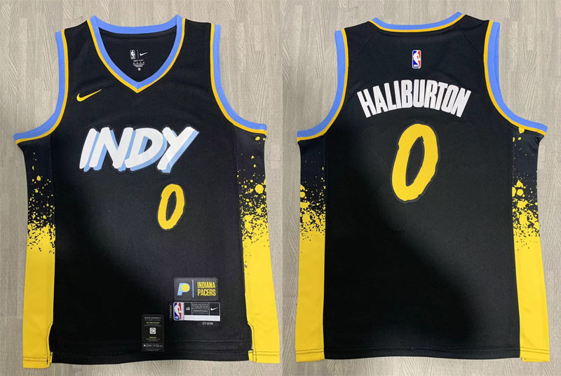 Men's Indiana Pacers #0 DTyrese Haliburton Black Nike 2023-24 City Edition Swingman Jersey