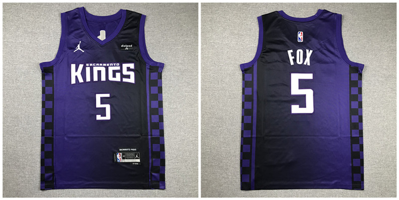 Men's Kings #5 De'Aaron Fox Purple Nike 2023-2024 City Edition Swingman Jersey