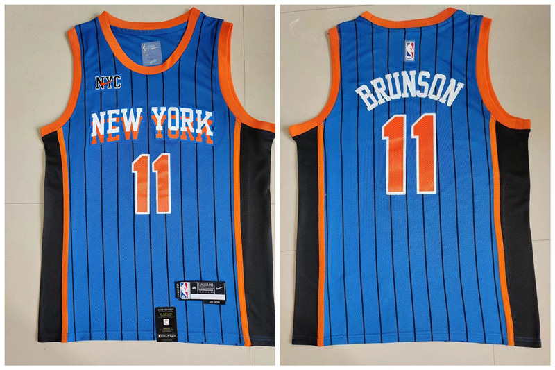 Men's Knicks #11 Jalen Brunson Blue Nike 2023-24 City Edition Swingman Jersey