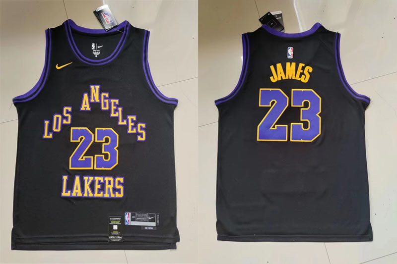 Men's Lakers #23 LeBron James Black Nike 2023-24 City Edition Swingman Jersey