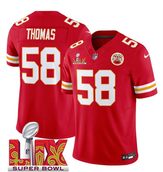 Men’s Kansas City Chiefs #58 Derrick Thomas Red 2025 F.U.S.E. Super Bowl LIX Patch Vapor Untouchable Limited Football Stitched Jersey Men’s Kansas City Chiefs #58 Derrick Thomas Red 2025 F.U.S.E. Super Bowl LIX Patch Vapor Untouchable Limited Football Stitched Jersey