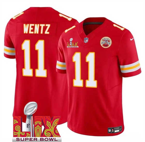Men's Kansas City Chiefs #11 Carson Wentz Red 2025 F.U.S.E. Super Bowl LIX Patch Vapor Untouchable Limited Football Stitched Jersey Men's Kansas City Chiefs #11 Carson Wentz Red 2025 F.U.S.E. Super Bowl LIX Patch Vapor Untouchable Limited Football Stitched Jersey