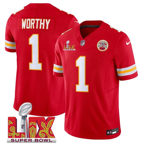 Men’s Kansas City Chiefs #1 Xavier Worthy Red 2025 F.U.S.E. Super Bowl LIX Patch Vapor Untouchable Limited Football Stitched Jersey Men’s Kansas City Chiefs #1 Xavier Worthy Red 2025 F.U.S.E. Super Bowl LIX Patch Vapor Untouchable Limited Football Stitched Jersey