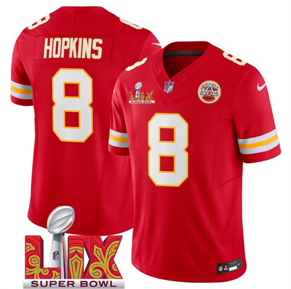 Men’s Kansas City Chiefs #8 DeAndre Hopkins Red 2025 F.U.S.E. Super Bowl LIX Patch Vapor Untouchable Limited Football Stitched Jersey Men’s Kansas City Chiefs #8 DeAndre Hopkins Red 2025 F.U.S.E. Super Bowl LIX Patch Vapor Untouchable Limited Football Stitched Jersey