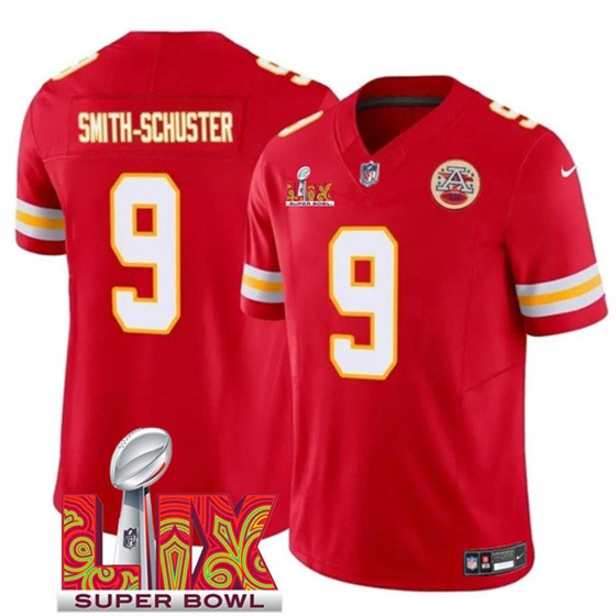 Men’s Kansas City Chiefs #9 JuJu Smith-Schuster Red 2025 F.U.S.E. Super Bowl LIX Patch Vapor Untouchable Limited Football Stitched Jersey