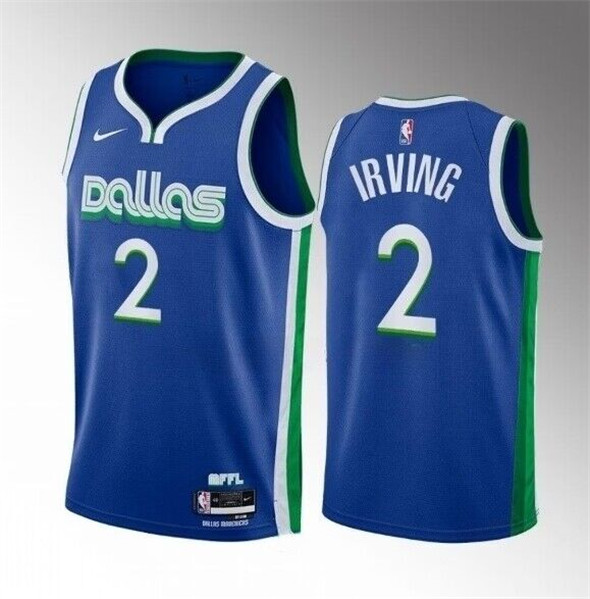 Men's Dallas Mavericks #2 Kyrie Irving Blue City Edition Stitched Basketball Jersey