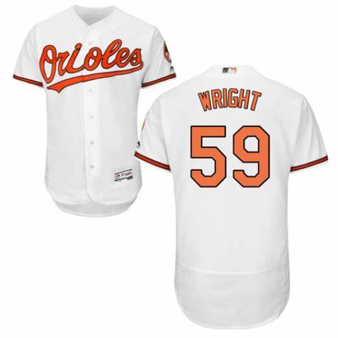 Men's Baltimore Orioles #59 Mike Wright Jr. Authentic White Home Flex Base Jersey