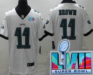 Youth Philadelphia Eagles #11 AJ Brown Limited White Super Bowl LVII Vapor Jersey