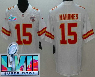 Youth Kansas City Chiefs #15 Patrick Mahomes Limited White Super Bowl LVII Vapor Jersey