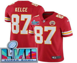 Youth Kansas City Chiefs #87 Travis Kelce Limited Red Super Bowl LVII Vapor Jersey