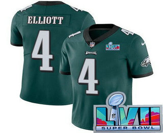 Men's Philadelphia Eagles #4 Jake Elliott Limited Green Super Bowl LVII Vapor Jersey