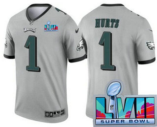 Men's Philadelphia Eagles #1 Jalen Hurts Limited Gray Inverted Super Bowl LVII Vapor Jersey