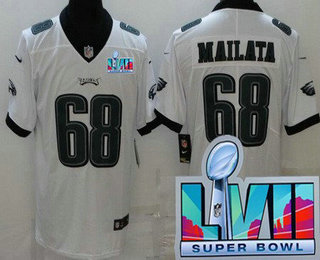 Men's Philadelphia Eagles #68 Jordan Mailata Limited White Super Bowl LVII Vapor Jersey