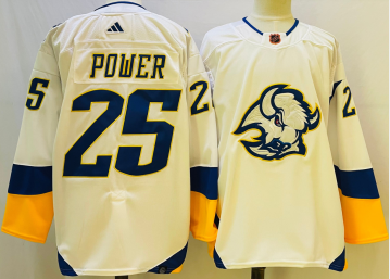 Men's Buffalo Sabres #25 Owen Power White 2022 Reverse Retro Authentic Jersey