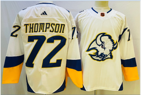 Men's Buffalo Sabres #72 Tage Thompson White 2022 Reverse Retro Authentic Jersey