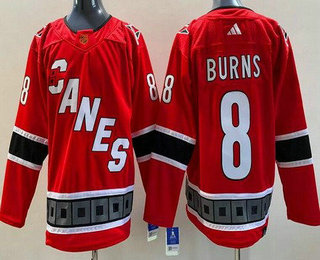 Men's Carolina Hurricanes #8 Brent Burns Red 2022 Reverse Retro Authentic Jersey