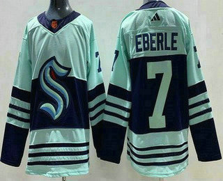 Men's Seattle Kraken #7 Jordan Eberle Light Green 2022 Reverse Retro Authentic Jersey