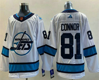 Men's Winnipeg Jets #81 Kyle Connor White 2022 Reverse Retro Stitched Jersey