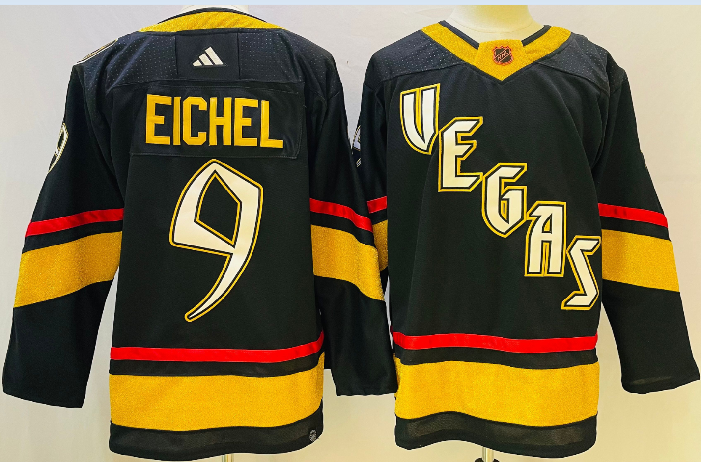 Men's Vegas Golden Knights #9 Jack Eichel Black 2022 Reverse Retro Authentic Jersey