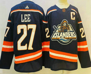 Men's New York Islanders #27 Anders Lee Blue 2022 Reverse Retro Stitched Jersey