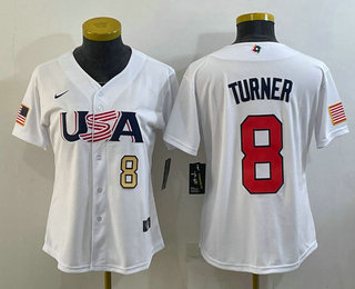 Women's USA Baseball #12 Kyle Schwarber 2023 White World Classic Stitched Jerseys